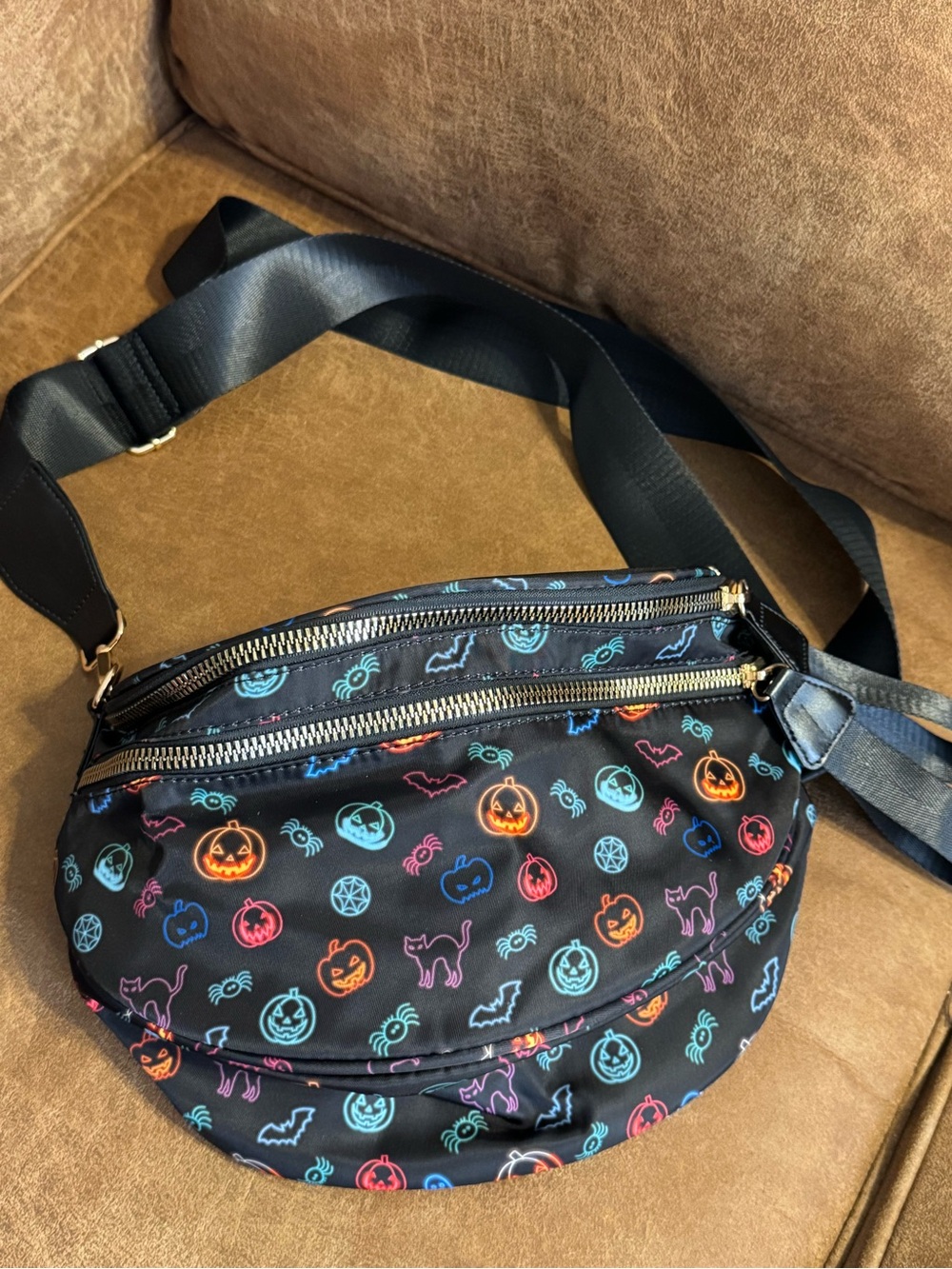 Black Halloween Print Crossbody Bag